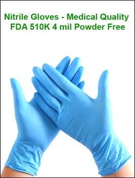 Nitrile Gloves - Medical, FDA 510K Powder Free